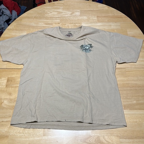 Newport blue bike week style t-shirt beige motorcycle wear men’s 2XL palm tree - Picture 4 of 7